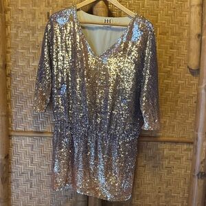 Haute Hippie Gold Sequin Mini Dress medium